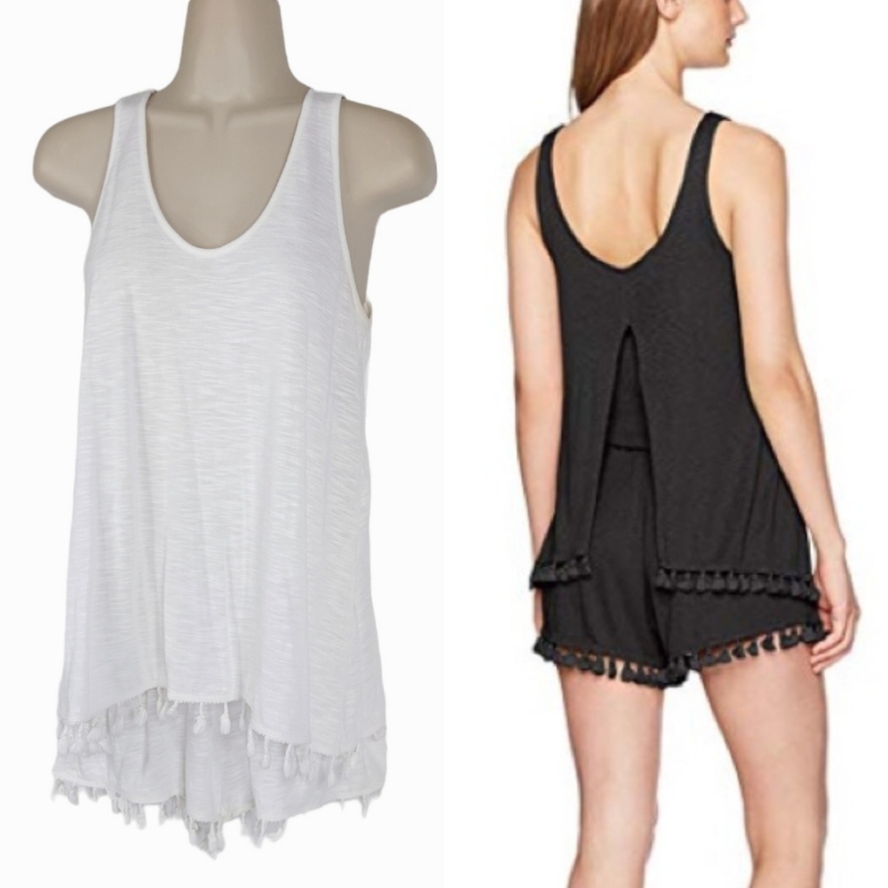 ANTHROPOLOGIE MICHAEL STARS Fringed Open Back Romper Sz S